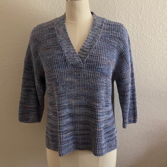 J. Jill Sweaters - J. Jill Soft Blue Cotton V-Neck Sweater